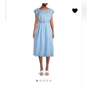 Rebecca Taylor Silk Ramie  Blue Midi Dress. Sz M